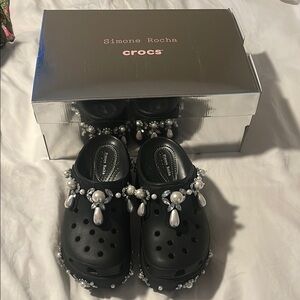 Simone Rocha x Crocs Black Pearl Embellished Clogs